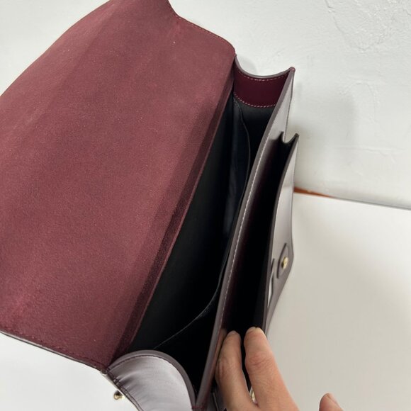 La Seine Burgundy Leather Backpack Satchel With Adjustable Straps - Picture 11 of 13